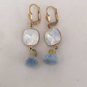 NEW Blue Ruby mini crystal and tassel earrings